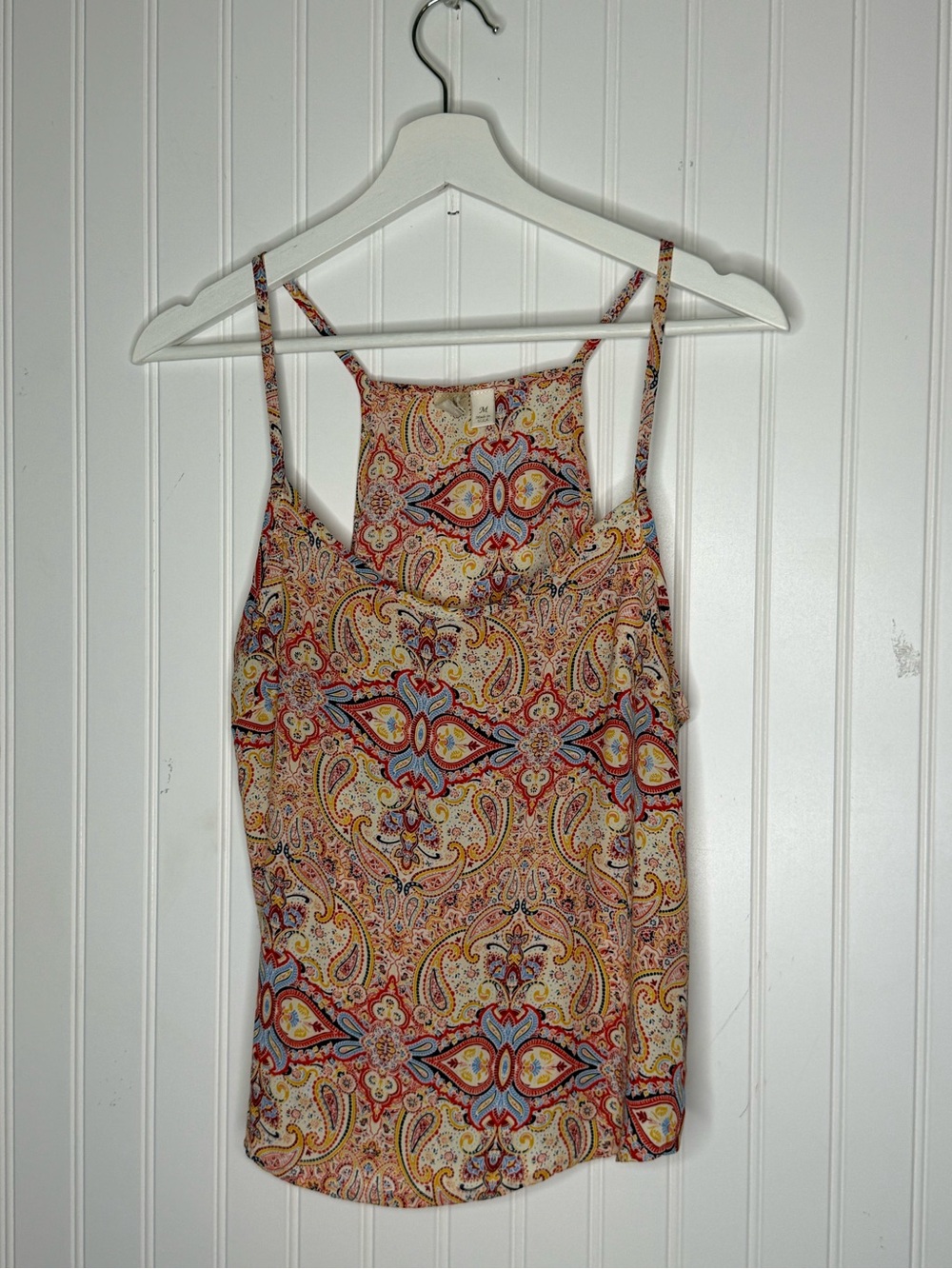 Birdcage Paisley Print Racerback Lightweight Top Size Medium
